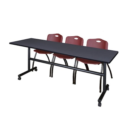 Kobe Rectangle FlipTop Table, 84" W, 29" H, Laminate Top, Gray MKFT8424GY47BY